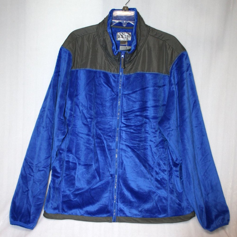 NWT Royal Blue and Gray Fuzzy Soft Jacket NEW
